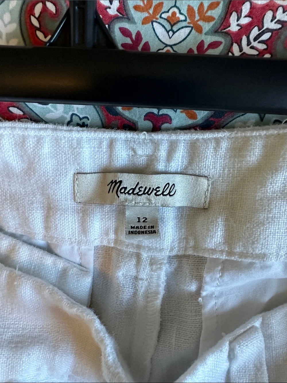 Madewell Harlow White Wide-Leg Linen pant